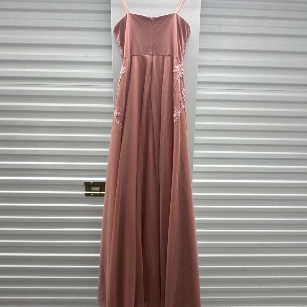 Blondie Nites Dusty Rose Strapless Lace Tulle Gown – Size 7 - Picture 10 of 11
